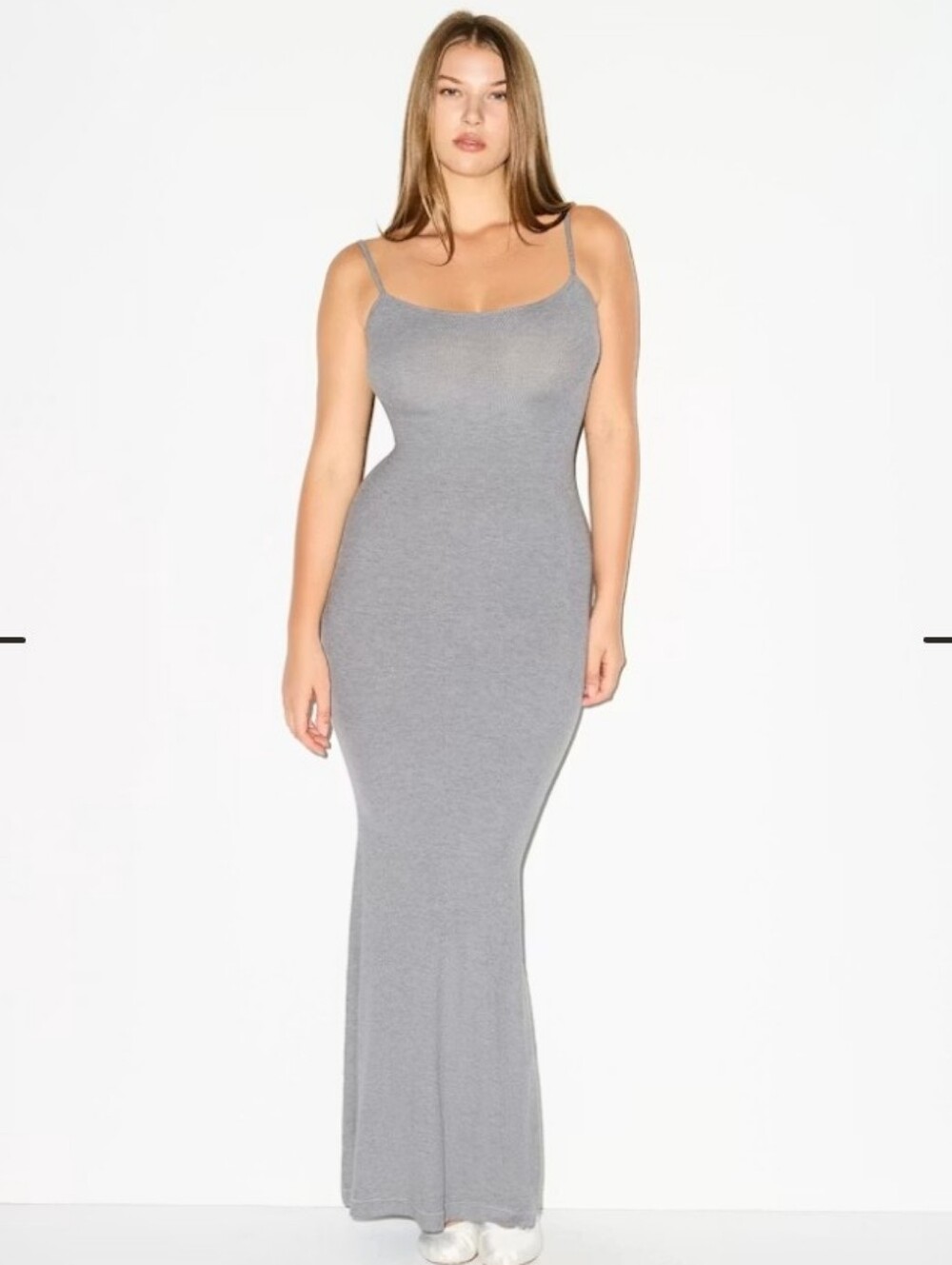 SKIMS Heather Grey Ribbed Slip Dress